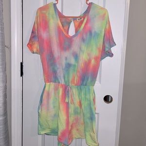 Rainbow tie dye romper